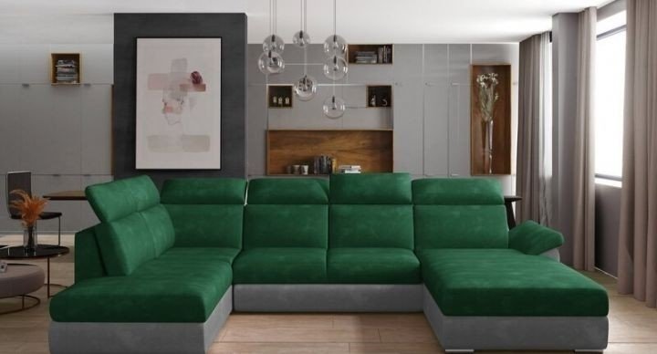 Угловой диван зеленый