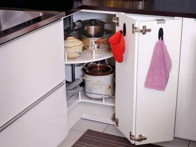 Угловой шкаф под мойку на кухне