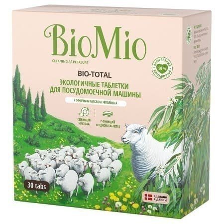 Таблетки для посудомоечной машины biomio bio-total эвкалипт