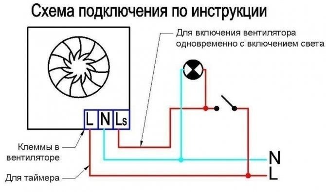 Схема подключения вытяжного вентилятора с таймером отключения
