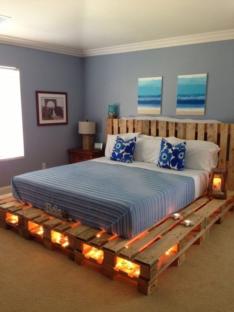Кровать из поддонов в стиле лофт
