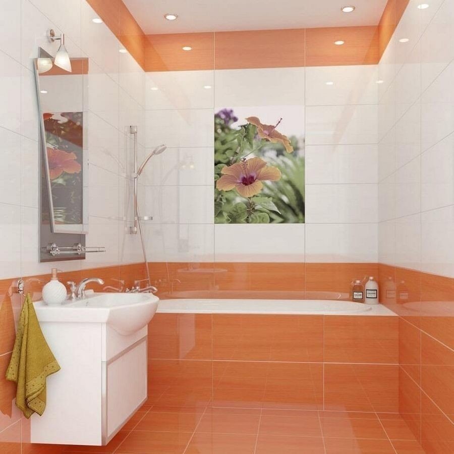 Плитка для ванной комнаты цвет оранжевый
