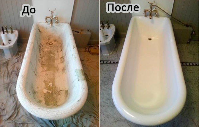 Реставрация ванн до и после