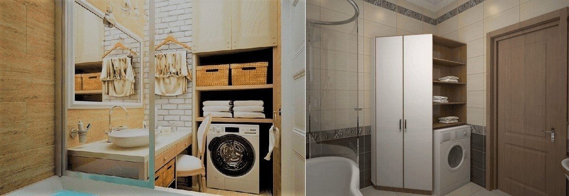 Шкаф для встроенной стиральной машины в ванной