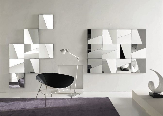 Зеркало на стене в интерьере